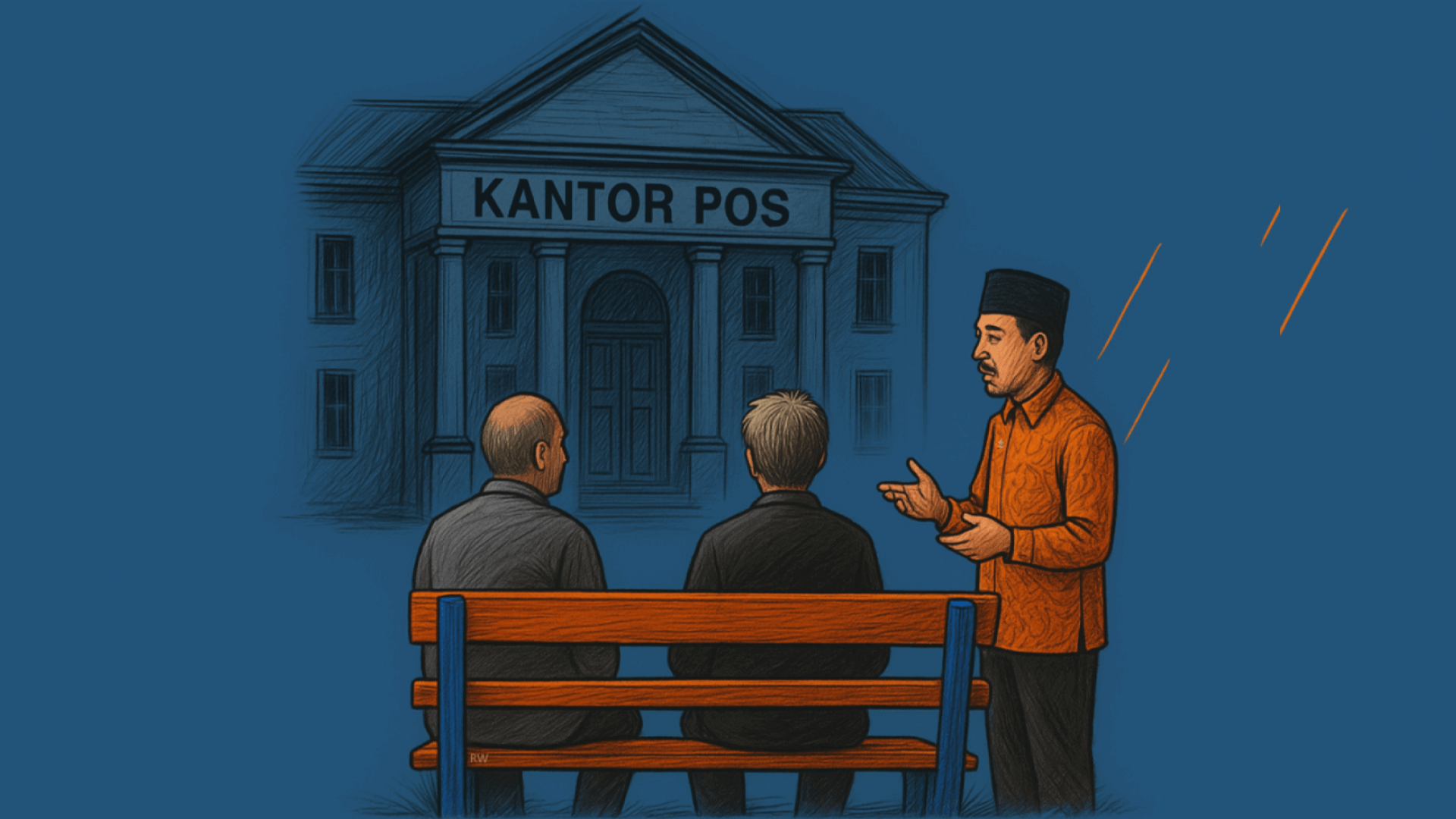 Kantor Pos dengan latar gunung
